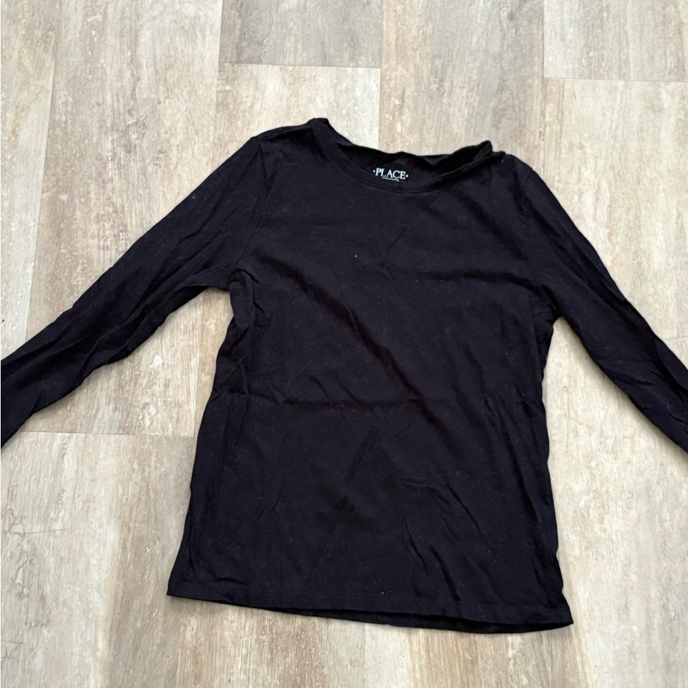 🖤 The Children’s Place Girls XL Long Sleeve Tee – Basic Black | Size 14/16